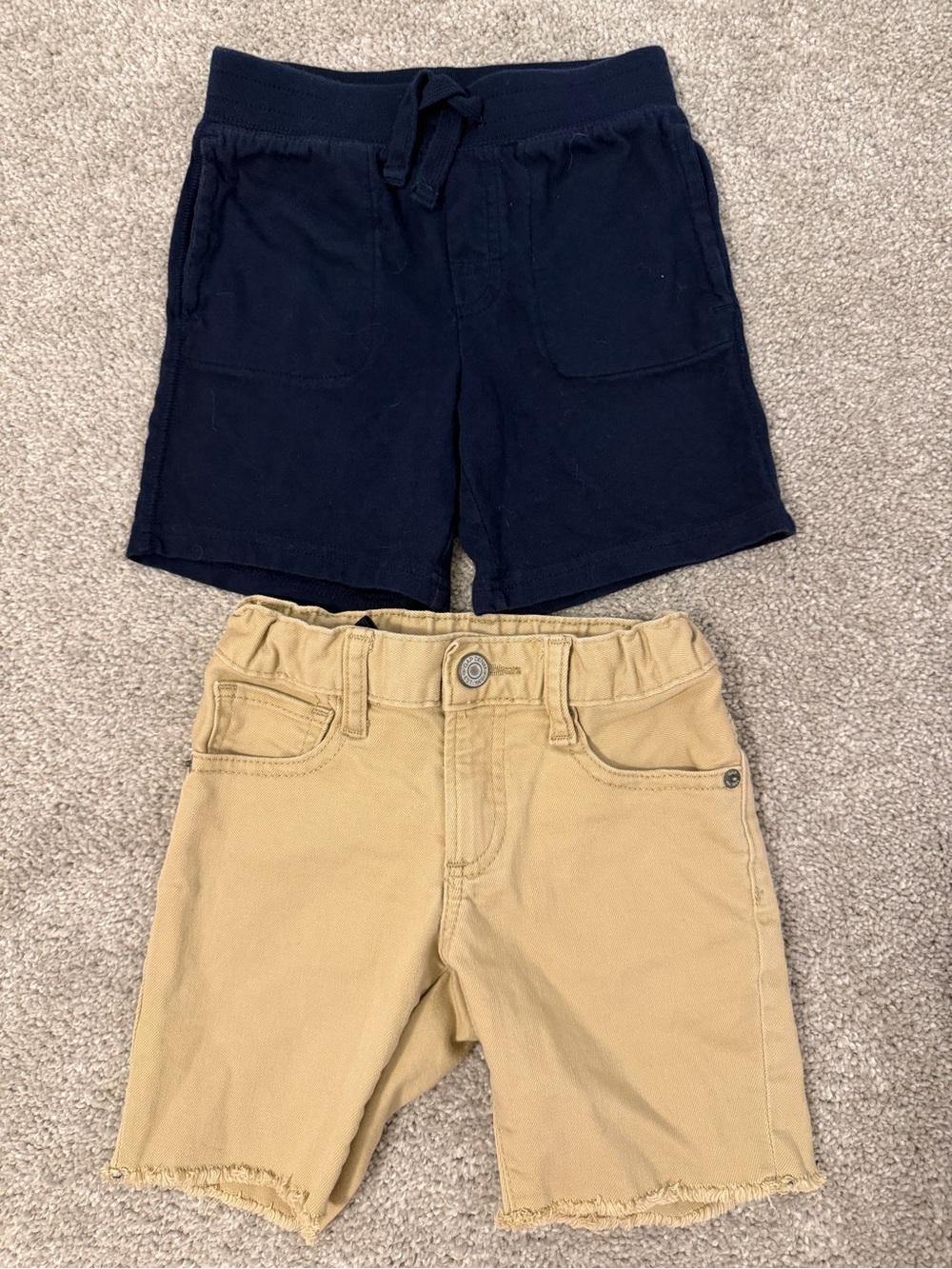 GAP Navy Knit Shorts and Tan Pull-On Denim Shorts Set